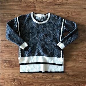 Madewell High-Low Black/White Merino Sweater